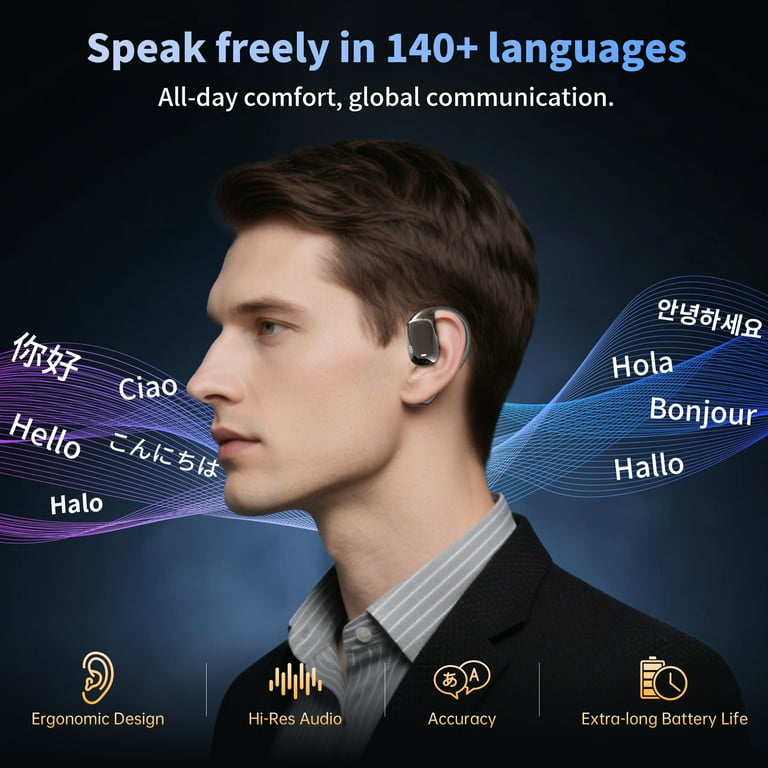 AI Language Translation Earbuds, 3-in-1 Real-Time AI Translator