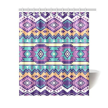 Gckg Ethnic Aztec Shower Curtain Purple Bohemian Polyester Fabric