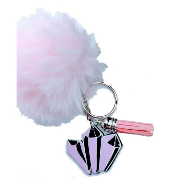 Crystal trio acrylic keychain with fur And Tassel charm