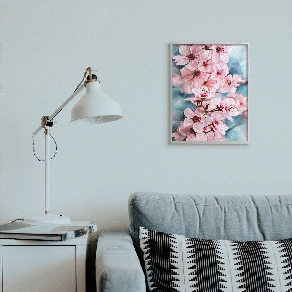 Stupell Industries Branch of Blooming Cherry Blossoms Pink Blue Designed by Ziwei Li