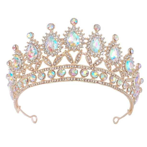 KAKOWELY Tiaras de diamantes de imitación, corona de boda, tiara de cumpleaños para mujer, elegante tocado de novia