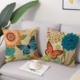 thumbnail image 2 of Spring Summer Pillow Covers 18x18 Set of 4 Farmhouse Throw Pillow Covers Linen Flower Butterfly Decorative Pillowcases for Sofa Couch Living Room Outdoor, 2 of 6