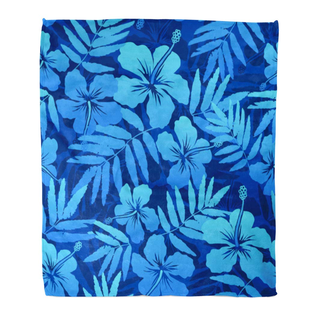 KDAGR Throw Blanket Warm Cozy Print Flannel Hawaiian Blue and Turquoise