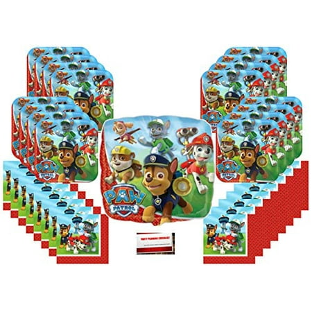 Puppies Birthday Party Supplies Paw Patrol Rescue Puppy Pet Birthday Party Supplies Bundle Pack for 16 (Bonus 18 Inch Balloon Plus Party Planning Checklist by Mikes Super Store) ()