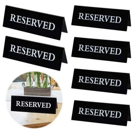

Shininglove 6 Pack Acrylic Reserved Table Sign Table Tent Wedding Sign for Restaurant Wedding Chairs Black
