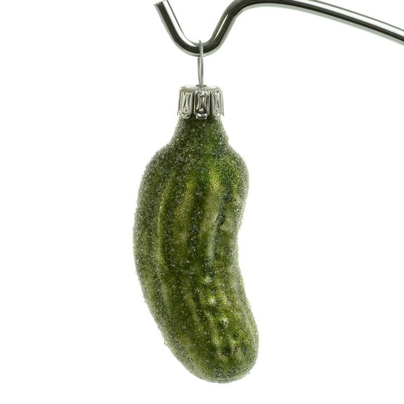 Glass Christmas Pickle Ornament (small, matte with pearls)