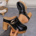 thumbnail image 6 of Dakaela Womens Chunky Heels Mules Closed Round Toe Platform Slide Sandals Comfortable Casual Dress Slip on Clogs Shoes 3.74 Inch Black 7.5, 6 of 8
