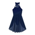 thumbnail image 6 of Xnihocha Women's Sleeveless Halter Neck Lyrical Ballet Leotard Dress Modern Contemporary Dancewear Navy_Blue L, 6 of 7