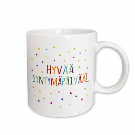 

3dRose Hyv syntympiv - Happy birthday in Finnish. colorful Finland text Ceramic Mug 15-ounce
