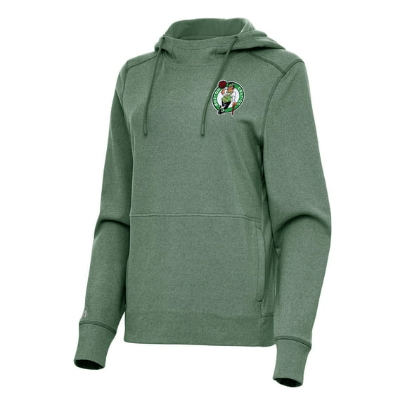 Women's Antigua Heather Kelly Green Boston Celtics Justice Pullover Hoodie