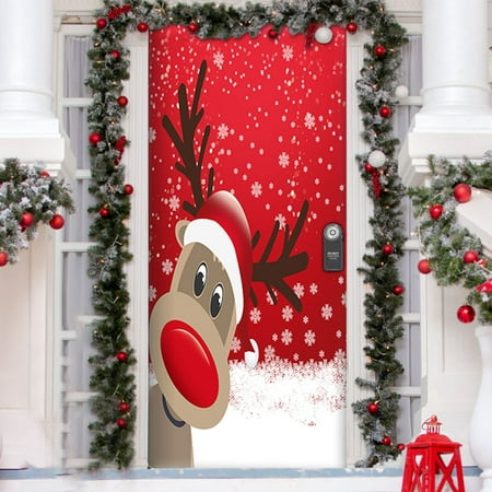 Image of KIHOUT Clearance Christmas Door Cover Decoration Backdrop Xmas Door Hanging Covers Christmas Eve Background Funny Banner Christmas Party Decorations Photo Booth for New Year Christmas