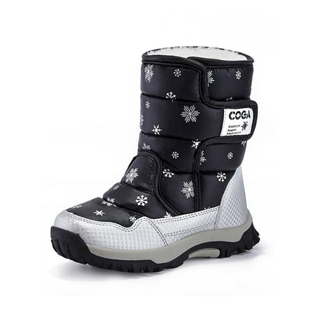 

Harsuny Boys Hiking Comfort Plush Lining Boot Non-Slip Magic Tape Winter Shoes Round Toe Black 9C