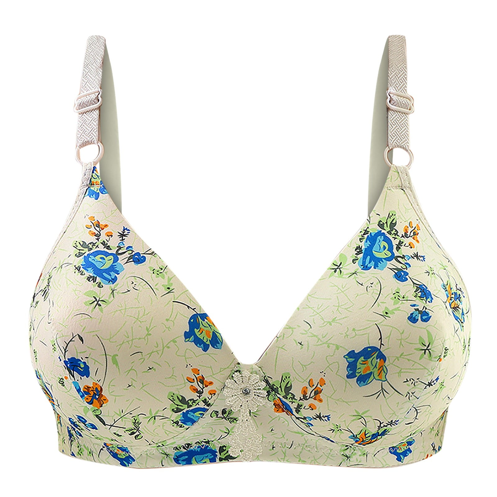 Bigersell Padded Bralette Women Fashion Bowknot Printed Comfortable Hollow  Out Bra Underwear No Underwire Big & Tall Size Wireless Comfortable Bra,  Style 4717, Green 40B 