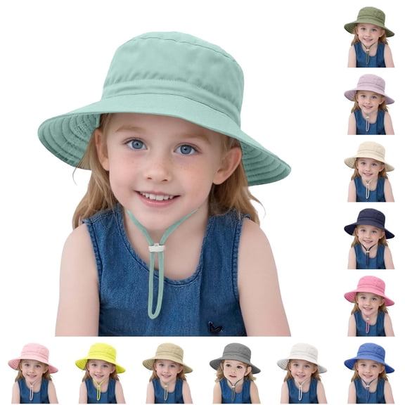 Oiyii Breathable Bucket Hats for Newborn Girl Solid‑Toned Sun Hats, Green