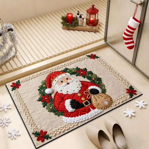 Alfombras de baño, alfombras para sala de estar, alfombra de área, alfombra de baño, alfombras de baño navideñas de punto, alfombras absorbentes, alfombras para pies de baño, alfombras para la puerta