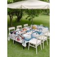 thumbnail image 3 of Outdoor Tablecloth with Umbrella Hole and Zipper, Christmas Snowman Rectangle Table Cloth 52x70 Inch Waterproof Tablecloth, Xmas Winter Snowflakes Tree Forest Grey Picnic Table Cover for Patio, 3 of 7