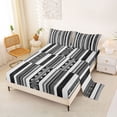 thumbnail image 2 of jejeloiu Minimal Striped Queen Sheets For Men Women,Modern Aztec Print Queen Sheet Sets,Black White Gray,4 Pieces,1 Flat Sheet, 1 Fitted Sheet and 2 Pillowcases, 2 of 6