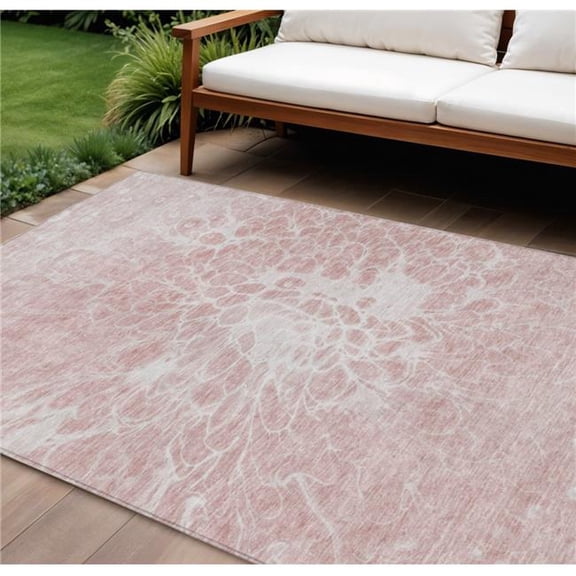 HomeRoots 580121 8 x 10 ft. Abstract Washable Indoor & Outdoor Rectangle Area Rug, Pink, Blush & Ivory