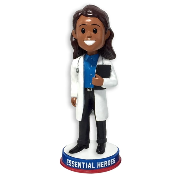 Doctor Medical Professional Essential Heroes Bobblehead Female Dark Skin Tone