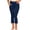 Navy, variant on AVRNLIQ Womens Navy Capri Pants with Pockets Pull On Fold Over Waist Comfy Lounge Yoga Cropped Flare Leg Casual Bottoms Plus Size Petite,Size XL