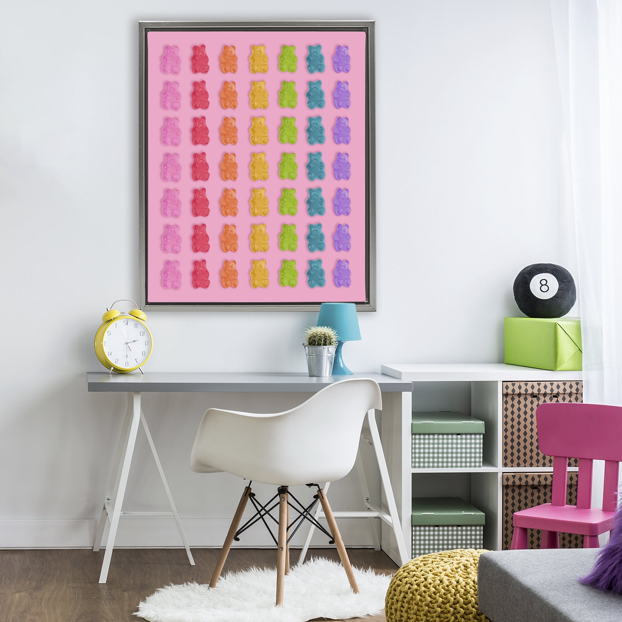 Stupell Industries Rainbow Bears in Stripes Gray Framed Floater Canvas Wall Art, design by LISH Creative