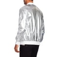 thumbnail image 3 of INSPIRE CHIC Shiny Varsity Jacket for Men's Metallic Baseball Bomber Jacket, 3 of 5