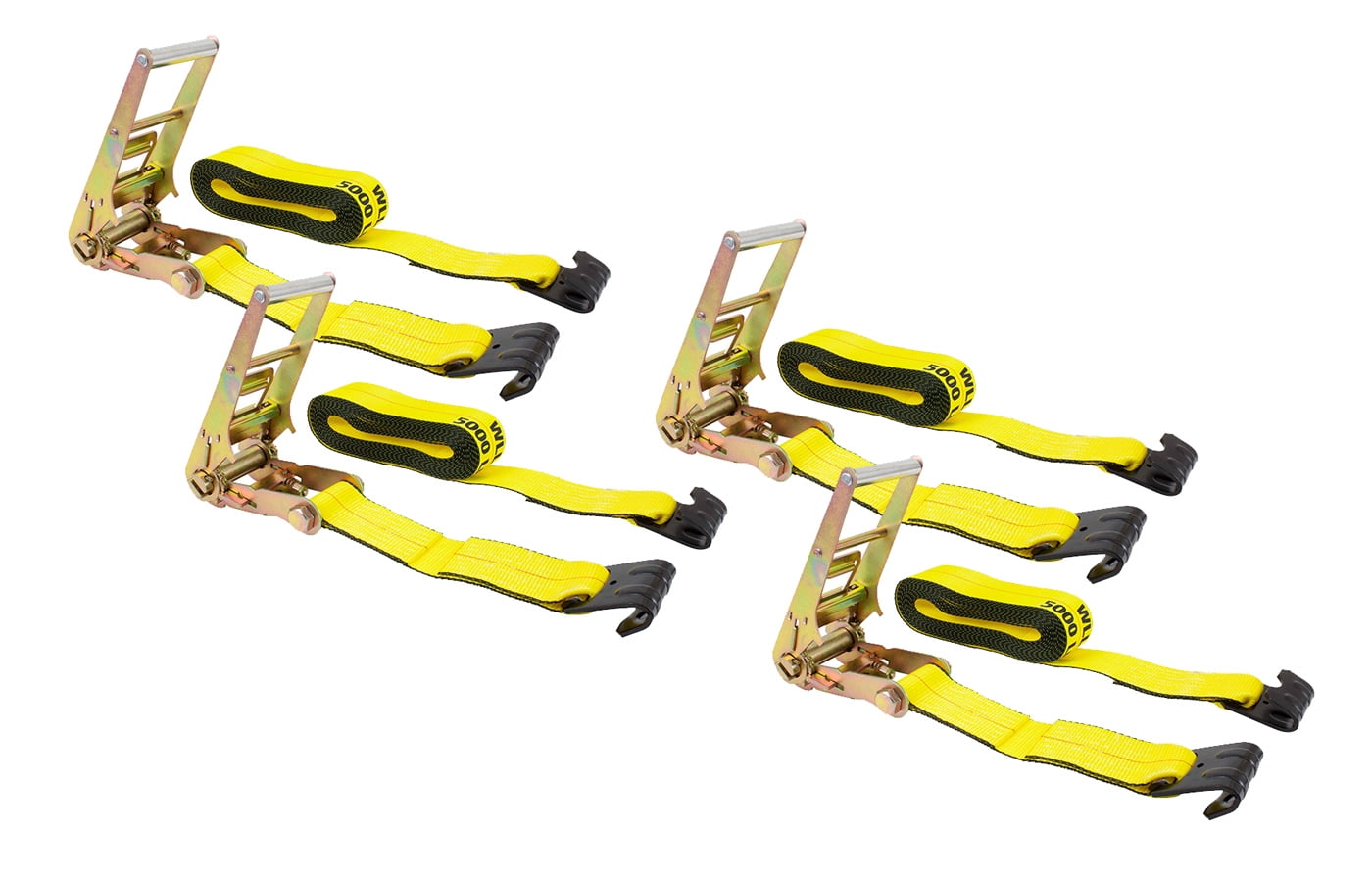 Ratchet TieDown Straps with Flat Hooks, 3" x 30' Ratchet Straps Yellow