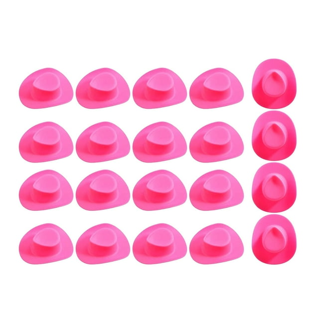20 piezas de mini sombrero de vaquero para muñeca, decoración para casa de muñecas, juegos de casa de vaquera, juego de simulación Rosa