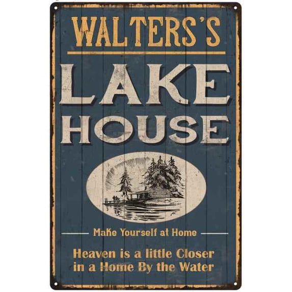 WALTERS'S Lake House Blue Cabin Home Decor 8 x 12 Matte Finish Metal 108120038262