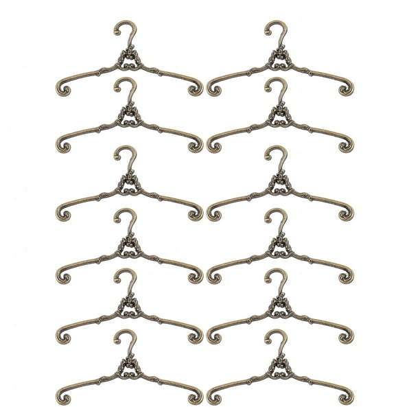KAKOWELY 12 mini perchas para ropa de muñecas, vestidos y accesorios para el hogar.
