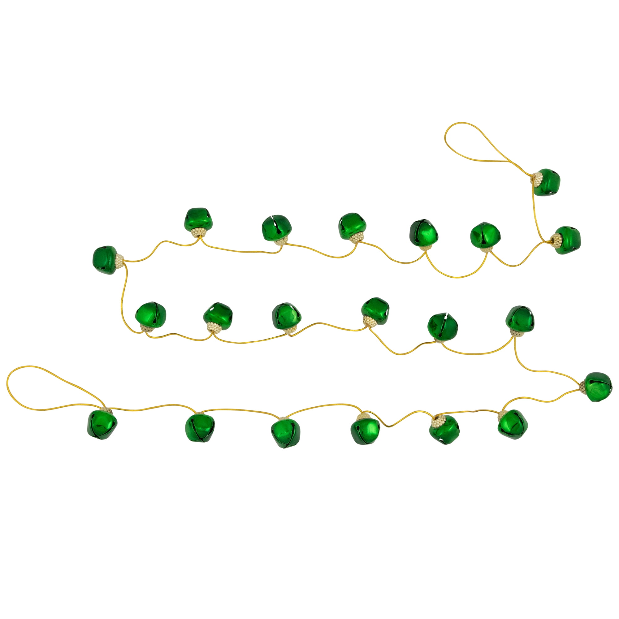Northlight Shiny Metal Jingle Bells Christmas Garland - 7.5' x 1" - Green