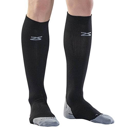 Zensah Tech+ Compression Socks, Black, Large 