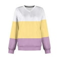 thumbnail image 3 of Yievot V-Neck Sweatshirts for Women Color Block Long Sleeve Loose Fall Tops Casual Pullover Sweatshirt, 3 of 5