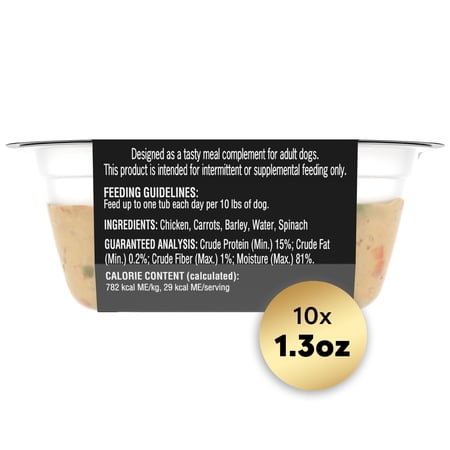 CESAR SIMPLY CRAFTED CHICKEN, CARROTS, BARLEY & SPINACH WET DOG FOOD MEAL TOPPER, 1.3 OZ TUB
