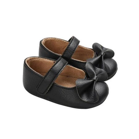 

Gomelly Infant Mary Jane First Walker Dress Shoes Bowknot Flats Cute Loafer Flat Newborn Baby Girls Princess Shoe Black 4C