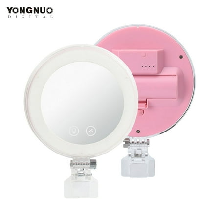 YONGNUO YN-08 Li Smartphone Mini Clip-on Selfie LED Ring Light 3200K/5500K Bi-color Temperature Dimmable with Makeup Mirror USB Charge Port for X/8/7/7 Plus/6 Plus/6/6S for Huawei