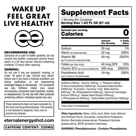 ETERNAL ENERGY PREMIUM ENERGY SHOT, TROPICAL PUNCH, 1.93 FL OZ, 6 COUNT