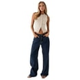 thumbnail image 3 of Gilet Sans Manches à Col Rond Ajusté Côtelé à Boutons pour Femme Abricot m, 3 of 8
