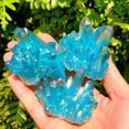thumbnail image 3 of 80‑100g Titanium Aura Blue Rainbow Crystal Geode Cluster Healing Stone Decor Rock Natural Quartz Energy Display Gift Home Accents Spiritual Collector Specimen, 3 of 9