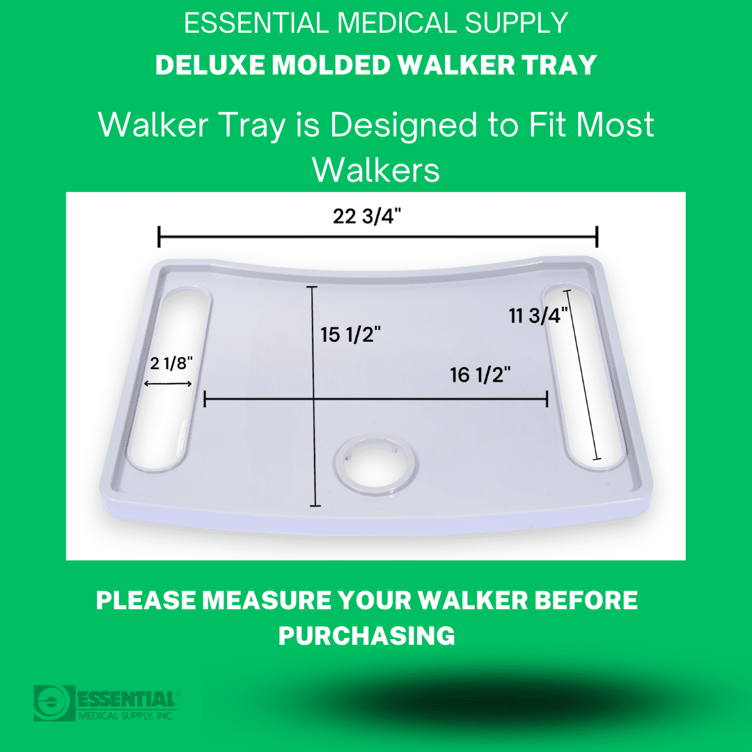 Essential Medical Supply Molded Walker Tray with Cup Holder - Perfect for Mobility and Transport
