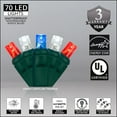thumbnail image 3 of 24 ft Red, White, Blue 4th of July Lights LED Patriotic String Lights Independence Day Decoration, 70 ct Lights, 3 of 6