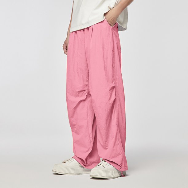 PEASKJP Baggy Pants for Men Elastic Waist Drawstring Street