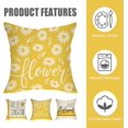 thumbnail image 3 of Hello Sunshine Decorative Throw Pillow Cover 18 x 18 Set of 4, Spring Summer Yellow Daisy Floral Flower Porch Patio Outdoor Pillowcase, Just Bloom Gather Sofa Couch Cushion Case Home Decor, 3 of 6