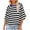 Black1, variant on Timegard Womens Tops Striped 3/4 Sleeve Round Neck Comfy Crop Top Fall Casual Loose Tops Blouse Basic Tee