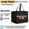 thumbnail image 2 of ENROSLU Reusable Grocery Bags with Long Handles, 10 Pack , 35L Large Foldable Reusable Shopping Bags,Durable and Eco Friendly-Grey, Washable Shopping Bags, 2 of 6