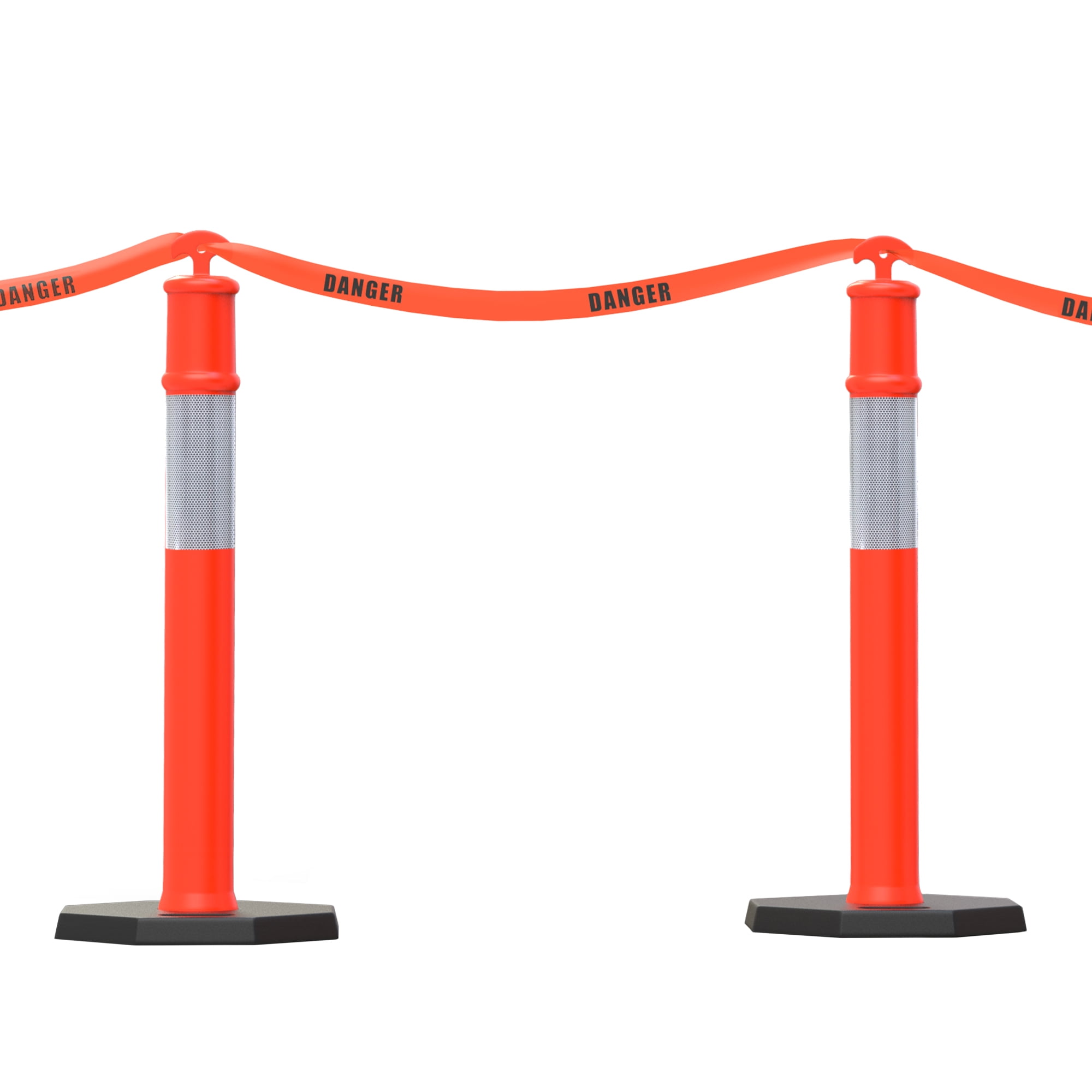 Uforic Delineator Post Set with Base, 3-Piece Durable Traffic Safety Posts for Parking Lots & Construction Zones