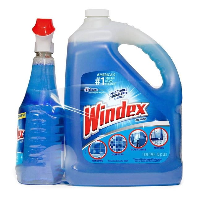 Windex - Windex Limpiador de vidrio original (120 onzas de recambio + disparador de 32 onzas)