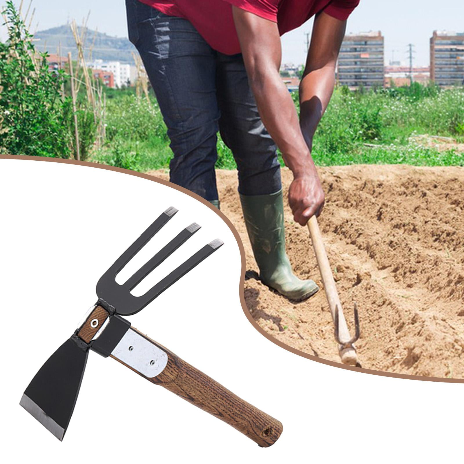 Miulika Hoe and Cultivator Garden Tool Heavy Duty Sturdy 2 in 1 Garden Rake Tiller for Yard Flower Bed Planting Gardening Cultivating Style A