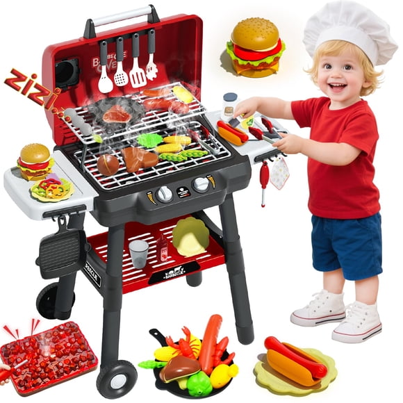 Set de juegos para barbacoa Kimicare Kids con luz sonora ahumada y rueda