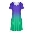 thumbnail image 4 of Vestido Corto de Verano Moda Gradiente Corto de Manga en V Cuello Vestido Casual, Poliéster Ligero de Verano, Lavado de Manos, 4 of 8